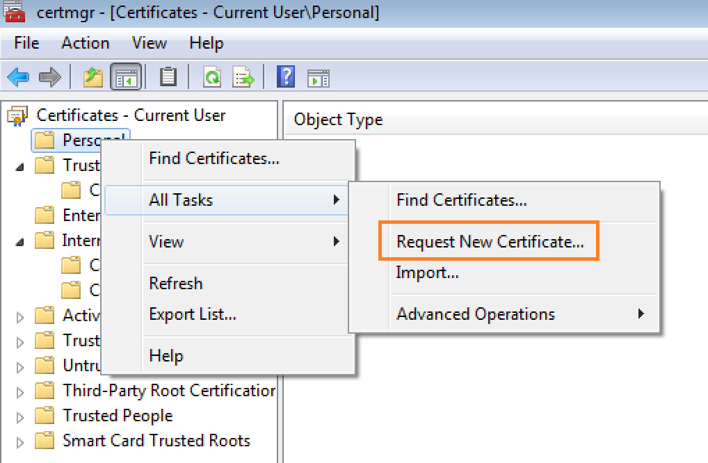 Windows Server Certificate manager